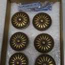 Goo-Ki 6 Pack Vintage Antique Brass Sunburst Cabinet Knobs  Ornate Floral Design with Distressed Finish for Kitchen Drawers, Doors