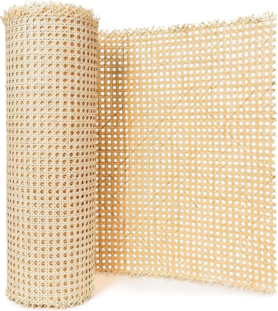 18" Width Natural Rattan Hexagon Weave Fabric Woven Rattan Sheets for Crafts & Furniture Repair (9 Feet)