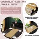 Gold Heat-Resistant Table Runner Non-Slip Waterproof Table Runner– 2 Pack, 36 x 13 Inch Decorative Table Runners for Dining Table, Parties & Elegant Home Decor (2, Gold)