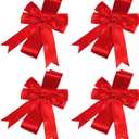 4 Pcs Christmas Cabinet Bows for Kitchen Red Christmas Ribbon Cabinet Bows for Holiday Party Supplies, 39 Inch Long