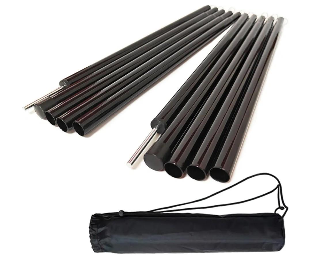 Tent Poles,Adjustable Portable Tent Poles-74.8" Sturdy and Durable Rustproof Thickened Iron Tent Stakes for Camping,Hiking,Van Awnings,Beach Awning Tent Accessory with Storage Bag-2 Pack (Black