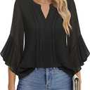 Timeson Women's 3/4 Sleeve Tops Dressy Casual Business Work Blouses Chiffon Shirts