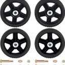 CheeMuii 4 Pcs 7 Inch Lawn Mower Wheels 4 Pack 7" Push Mower Wheels with Bolts and Lock Nuts Kit Fit for Most Standard push Lawn Mowers/Generator/Garden Tiller/Handtruck