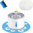 Wonder Creature Cat Water Fountain Stainless Steel, 81oz/2.4L Cat Fountain with Water Level Window and LED Light for Water Shortage Alert, Cat and Dog Fountain with 3 Filters and 1 Mat