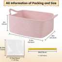 OIAHOMY Woven Basket, Gift Basket Empty with Gift Bags and Ribbons, Rope Baskets for Baby Showers, Storage Baskets with Handles for Nursery, Pet Toy Organizer - Mixed Pink