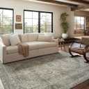 Loloi Magnolia Home by Joanna Gaines Sinclair Collection SIN-04 Natural/Sage 2'-3" x 3'-9", .25" Pile Height, Machine Washable, Accent Rug