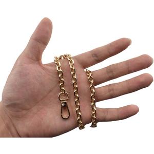 HAHIYO Mini Pochette Purse Chain Strap Thin Wide 6mm for LV Length 15.7 Inches Thick 2mm Shiny Gold for Handbag Wallet Clutch Comfortable Flat Metal Strap 1 Pack