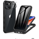 CENHUFO Privacy for iPhone 14 Case/iPhone 13 Case, Full Body Phone Case with Built-in 9H Tempered Glass Privacy Screen Protector and Camera Lens Protector, Shockproof Bumper Clear Cover - Black