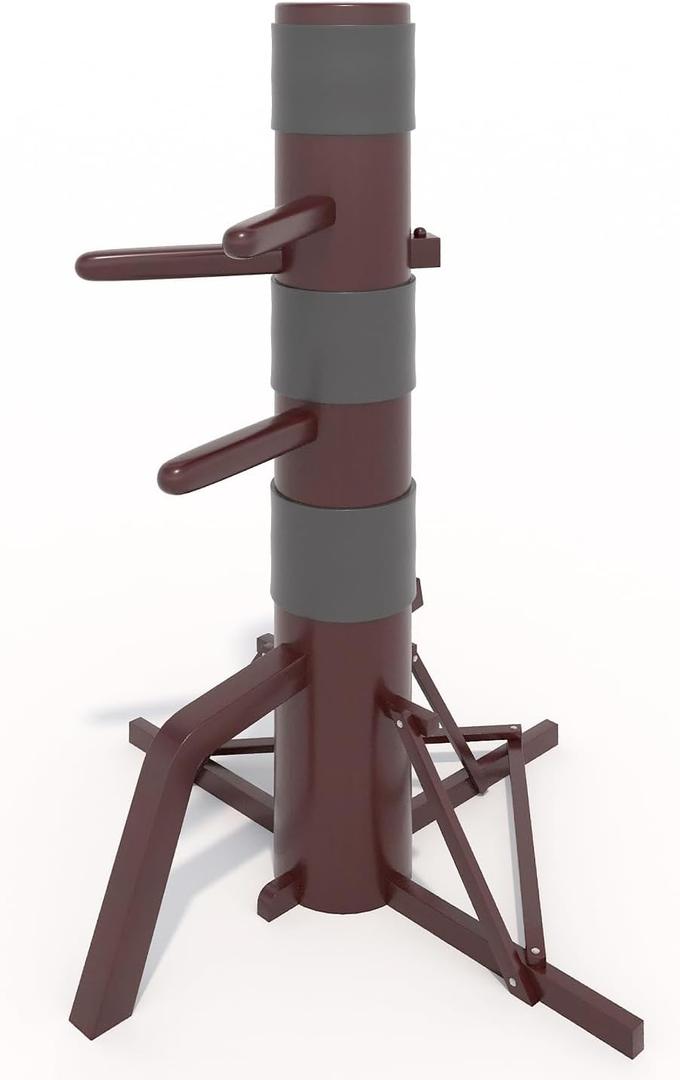 MR Wing Chun Dummy, Wooden Mook Yan Jong, IP Man Training Target with Tripod Base, Adjustable Height Mook Yan Jong Training with 3 Striking Pad, Martial Arts Traditional Kung Fu Training Dummy, Full-sized