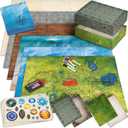 10 DND Game Mats and a lot More - Includes 6 Dungeons & Dragons Board Game Battle Maps (1" Hex Grid), Huge Size 22x26-4 3D Battle Arenas, 140+ Reusable Stickers, 4 Markers & Eraser, by EverGame