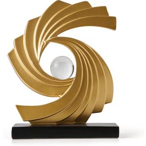 Abstract Art Statue,Modern Gold Minimalist Decoration,Geometric Abstract Sculpture,Decoraciones para Sala Bedroom Office Coffee Tabletop Centerpiece Decoration Resin Collectibles (Gold)