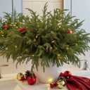 MISSPIN 12 Pcs 19.5 Inches Christmas Norfolk Pine Branches, Norfolk Pine Artificial Christmas Branches DIY Crafts Faux Pine Branches for Xmas Indoor Outdoor Home Decor