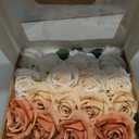 Ling's moment Artificial Flowers, 16pcs Burnt Orange Ombre Faux Silk Roses with Stems, 3.5" Fake Terracotta Flowers Bulk for DIY Wedding Bouquets Centerpieces Party Baby Shower Home Decoration