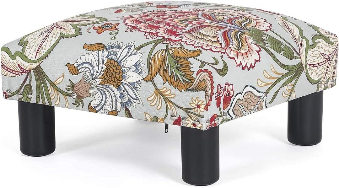 Joveco Small Foot Rest Stool Ottoman, 15" Fabric Square Footstool Upholstered Footrest for Chair, Under Desk, Office, Living Room, Boho Floral