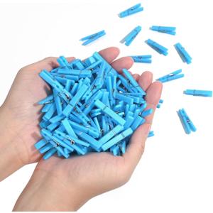100Pcs Baby Shower Clothespin Games Mini Blue Clothes Pins 1.4 inch for Party Decorations(Blue)
