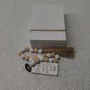 GENMOUS Faux Decorative Books Set for Home Decor, Stacked Wood Faux Books with Wood Bead for Living Room Decor, White Decorative Books for Shelf Decor, Mantel Decor, Farmhouse Decor Bless