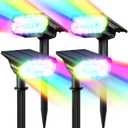 Color Changing Solar Spot Lights Outdoor 1000 Lumens, 68 LEDs IP67 Waterproof Landscape Lighting with 9 Modes - RGBW Solar Spotlight & Pathway Light for Garden, Yard, Patio Decor, 4 Pack