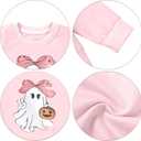 Girl Boy Pumpkin Ghost Pullover Long Sleeve Cute Spooky Tops Halloween Sweatshirt (Pink)