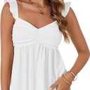 LYANER Women's Babydoll Tank Top Summer Camisole Dressy Casual Ruffle Strap Sleeveless Flowy Hem Peplum Tops White Small