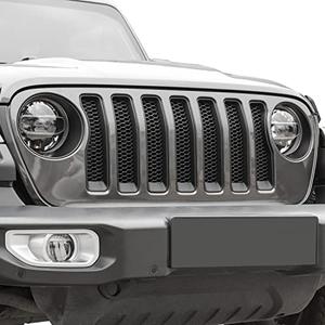 JeCar Front Grill Inserts & Headlight Trim Cover Exterior Accessories Compatible with Jeep Wrangler 2018-2023 JL & Unlimited, Matte Black