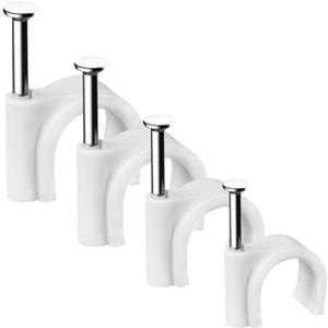 Cable Clips, 400 Pcs, 4mm 6mm 8mm 10mm, Wire Wall Clips with Steel Nails, Ethernet Cable Clips, Cable Tacks Coax Cable Clips, RG6 RG59 CAT6 RJ45 Cable Cord Clips, White (White-4/6/8/10mm)