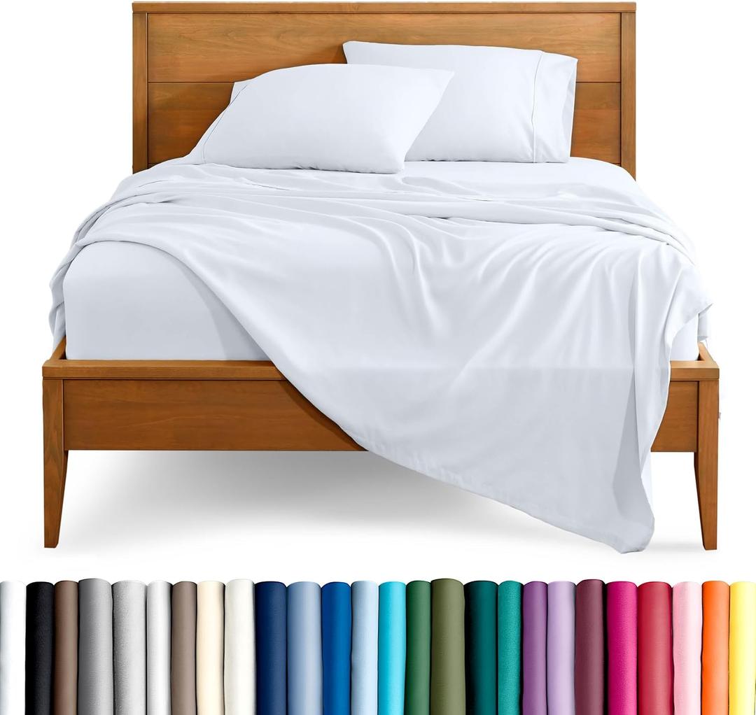Queen Sheet Set - Ultra-Soft Queen Bed Sheets - Easy Fit  (Queen, White)