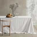 MIULEE White Linen Cotton Blend Tablecloth Rectangle, Luxury Waterproof Stain Resistant Durable Farmhouse Oblong Table Cloth for Dining Party Christmas Weddings Birthday Picnic Events, 52 x 84 inch
