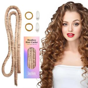 Lanzhire Heatless Curling Rod Headband for Long and Short Hair, No Heat Overnight Curls with Thin Curlers to Sleep In (Golden)