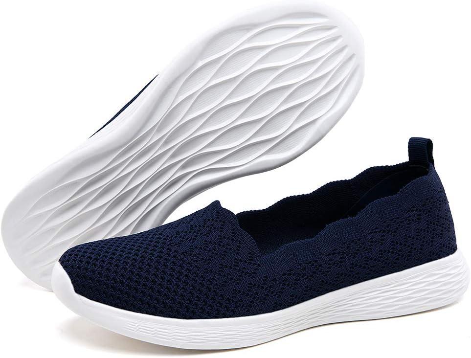 poemlady Women's Slip on Loafer Shoes - Mesh Casual Ballet Flat Nurse Walking Sneakers Knit Round Toe Casual Memory Foam Shoes, 43