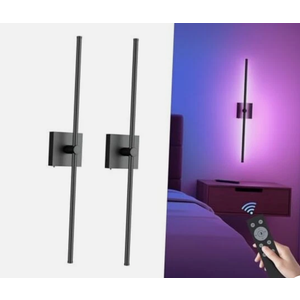 Battery Operated Wall Sconce with Remote Control, 10000mAh Black (RGB Colors) 2 Pack