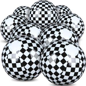 12 Pack Black and White Checkered Flag Themed Beach Ball for Kids 7.87" Bulk for Summer Pool and Beach Game Gifts Race Car Birthday Party Supplies and End of The Year Class Decorations Favor