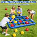 Inflatable 4-in-line Pool Toy Set, Giant Floating 4-in-a-Row Toss Pool Game with 20 Balls for Kids Ages 8–12, Teens & Adults, Summer Pool Party, Pool Tic Tac Toe Game