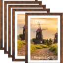 13x19 Picture Frame Set of 5, Rustic Brown Poster Frame, Display Pictures 11 x 17 with Mat or 13 x 19 Without Mat for Horizontal or Vertical Wall Mounting, Wall Gallery Frame