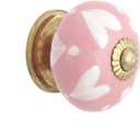 Drawer Knobs - Handmade Ceramic Dresser Pull Handle Kitchen Cabinets Countryside Farmhouse Boho Decor Furniture Hardware - Pink Heart - Pack of 4