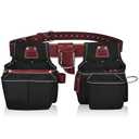 NUTUCH Nylon and Leather Tool Belt | Nylon Tool Pouch | Carpenter | Construction | Framers | Electrician Tool Belts | Drywall Tool Bags (BLACK)