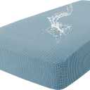 hyha Waterproof Couch Cushion Covers for Pets, Non Slip Sofa Seat Cover for Dogs Washable, Soft Thick Stretch Jacquard Fabric, Sofa Slipcovers with Elastic Bottom (1 Piece for Large, Lake Blue)