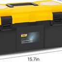DELI Plastic Tool Box with Handle, 18 inch Tool Case with Double Locking and Removable Tray, Toolbox Organization