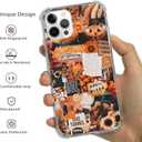 Autumn Collage Pumpkin Witch Halloween Case for iPhone 16 Pro Max, Retro Aesthetic TPU Bumper Cover