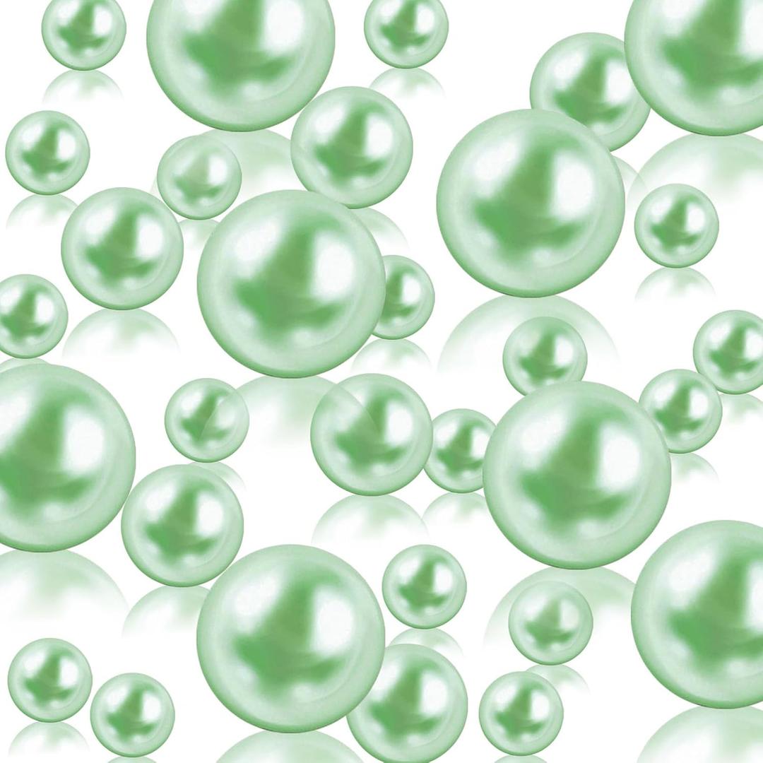 Green Vase Filler | 150PCS Pearls Bead for Centerpieces Vases | 8/14/20 mm No Hole Beads, Fake Pearls for Wedding Birthday Easter Theme Party Table Centerpieces Decor