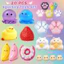 20Pcs Taba Squishy Pack Fidget Toys, Include Squishies Chick, Cat Paws, Hamster, Strawberry Toys, Sensory Toys for Kids, Classroom Birthday Gifts, Goodie Bag Stress Relief Toys (11big+9small)