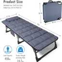 ATORPOK Folding Camping Cot for Adults with Padded Mattress and Pillow, Adjustable Reclining Lounger Sleeping Cot Bed, Ideal for Camping, Travel, Garden, or Office Use, Blue, Single