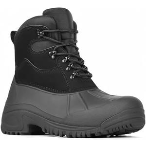 Furuian Winter Steel Toe Work Boots for Men Insulated Waterproof Work Boots for Men Steel Toe Shoes Mens Winter Snow Duck Booties, 14