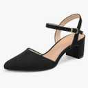 mysoft Women's Pumps 2 Inch Chunky Block Heel Pointed Toe Ankle Strap Slingback Wedding Party Dress Shoes 9