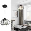 Modern Crystal Pendant Light Fixture Vintage Farmhouse Crystal Pendant Lighting Retro Black Chandelier for Kitchen Island, Living Room, Dinning Room, Bedroom, Hallway