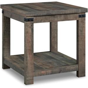 Signature Design by Ashley Hollum Rustic End Table with Shelf, Dark Brown