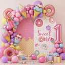 Boao Sweet One Arch Backdrop Cover 7.2FT 6FT 1st Birthday Decoration Pink Sweet One Themed Baby First Birthday Party Spandex Arch Covers Stretchy Backdrop for Party Decoration