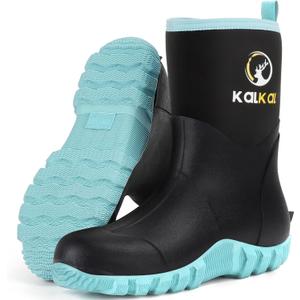 Kalkal Rubber Boots for Women, 6mm Neoprene Rain Boots with Steel Shank, Waterproof Anti-Slip Mid Calf Hunting Boots, Durable Rubber Work Boots for Farming Gardening Fishing Mud Working (10, Green)