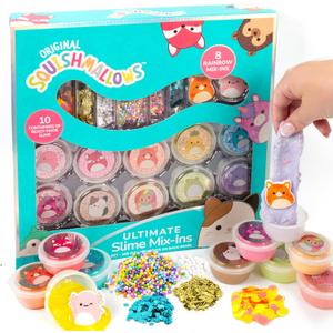 Squishmallows Ultimate Slime Mix'Ins, 10-Pack, Glitter & Cloud Slime, 8 Fun Add Ins, Pre-Made for Kids, Crunchy, Bulk, Great 6 Year Old Toys, Super Soft Sludge Toy