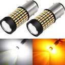 PHINLION Super Bright White Amber Dual Color Switchback 1157 2057 2357 7528 LED Bulbs with Projector for Car Front Turn Signal Parking Lights