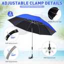 Nuanchu 2 Pcs 49" Double Canopy Beach Umbrellas with Clamp Upf50+ Beach Chair Umbrella with Clip 360 Adjustable Portable Outdoor Wheelchair Patio Golf Carts Camping Stroller Fishing